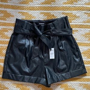 Express NWTs Faux Leather shorts with tie
